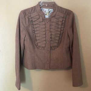 NWOT Anthrop. TABITHA Tan Pleated Blazer/Jacket